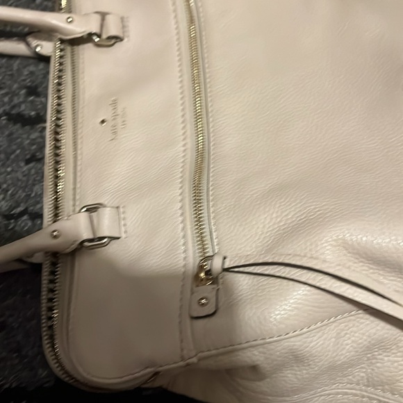Kate Spade Ivory Pebble Leather Double Zip Work Tote - Picture 7 of 8
